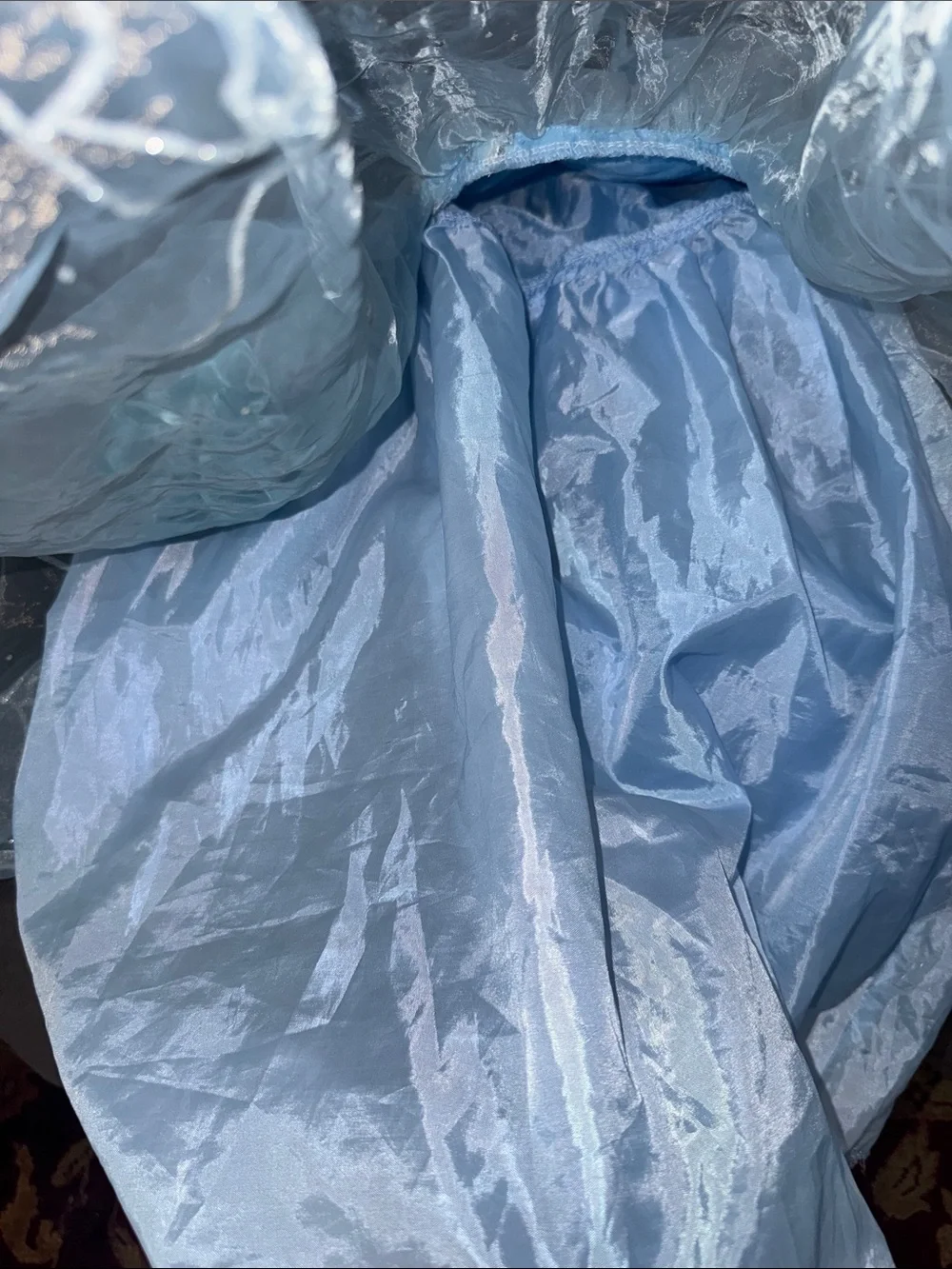 Girls Light Blue Princess Dress Costume . With Disney shoes and Wands!